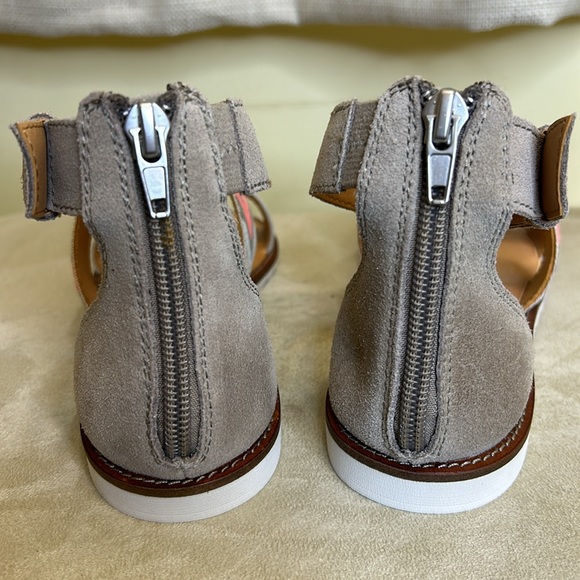 NWOT Frye +Co. women’s leather sandals port 2 . Heal zipper,size 6m.suede ankle - Picture 2 of 7